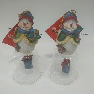 Set Of 2 Snowman Bell Ornaments